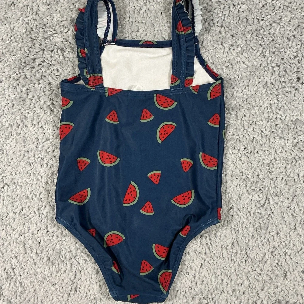 Carter's Baby Girls One Piece Swimsuit Size 4T Blue Watermelon Print Pre-Owned
